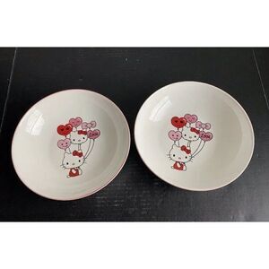 Set Of 2 Sanrio Hello Kitty 9" Ceramic Valentine Pasta Dinner Bowl Love Balloons